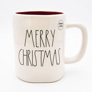 Rae Dunn Christmas Mug 16oz White Ceramic Merry Christmas Coffee CupRed Interior